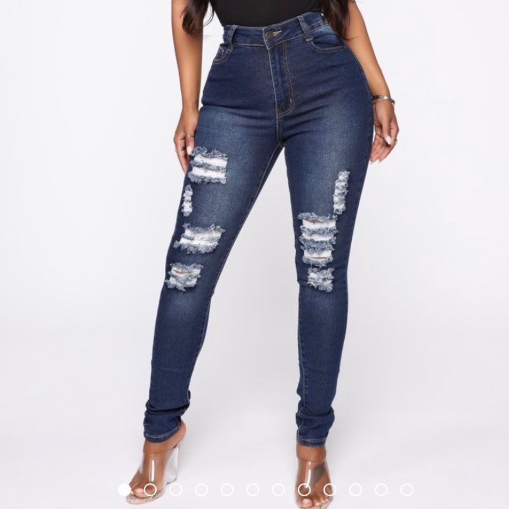 Distressed ladies jeans